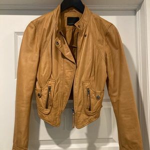 Crop leather jacket